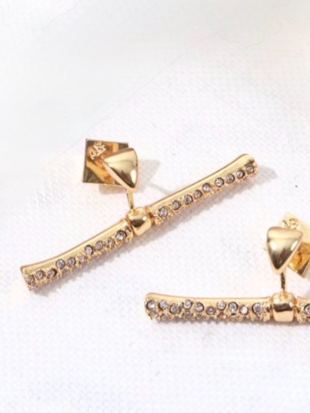 NEW Alexis Bittar Pave Crystal 14K G.P. Stud Earrings Gold Clear SB18